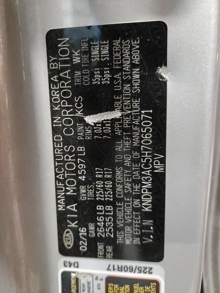 kndpm3ac5h7065071 KNDPM3AC5H7065071 2017 Kia Sportage Lx