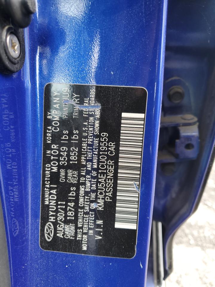 2012 Hyundai Accent Gls VIN: KMHCU5AE1CU019559 Lot: 65235685