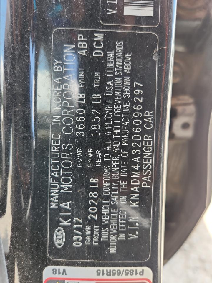 2013 Kia Rio Lx VIN: KNADM4A32D6096297 Lot: 63340485