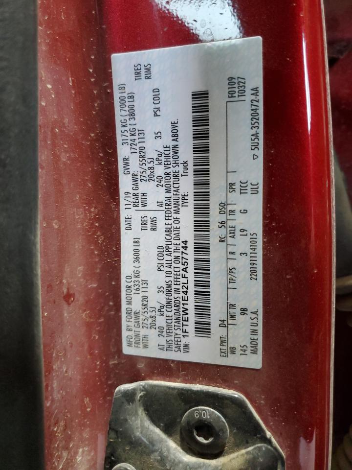 2020 Ford F150 Supercrew VIN: 1FTEW1E42LFA57744 Lot: 64609575