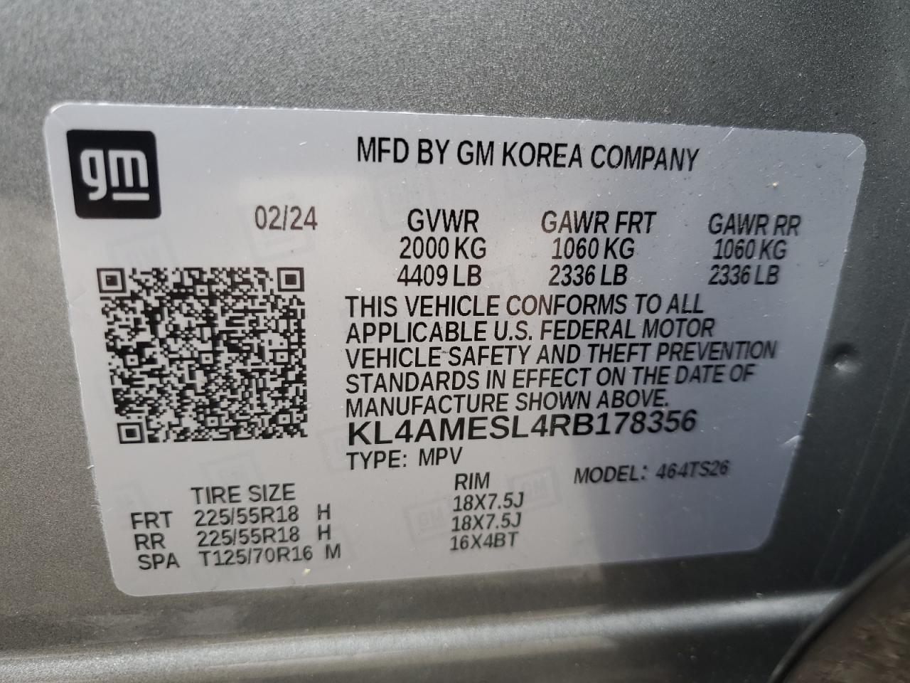 2024 Buick Encore Gx Sport Touring VIN: KL4AMESL4RB178356 Lot: 63848505