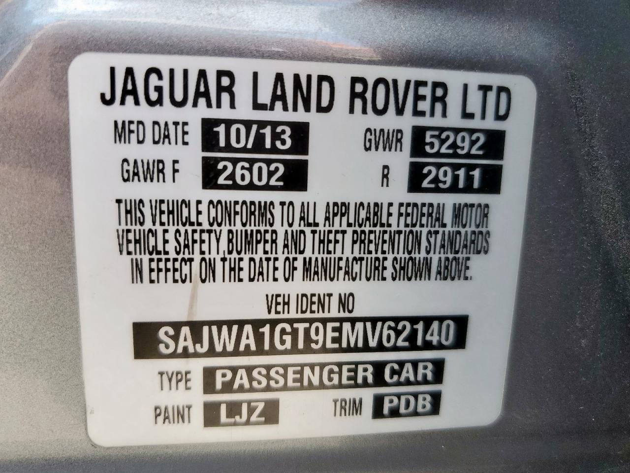 2014 Jaguar Xj Supercharged VIN: SAJWA1GT9EMV62140 Lot: 64647085