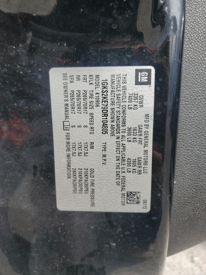 1gks2ke79dr104805 1GKS2KE79DR104805 2013 GMC Yukon Xl K1500 Slt