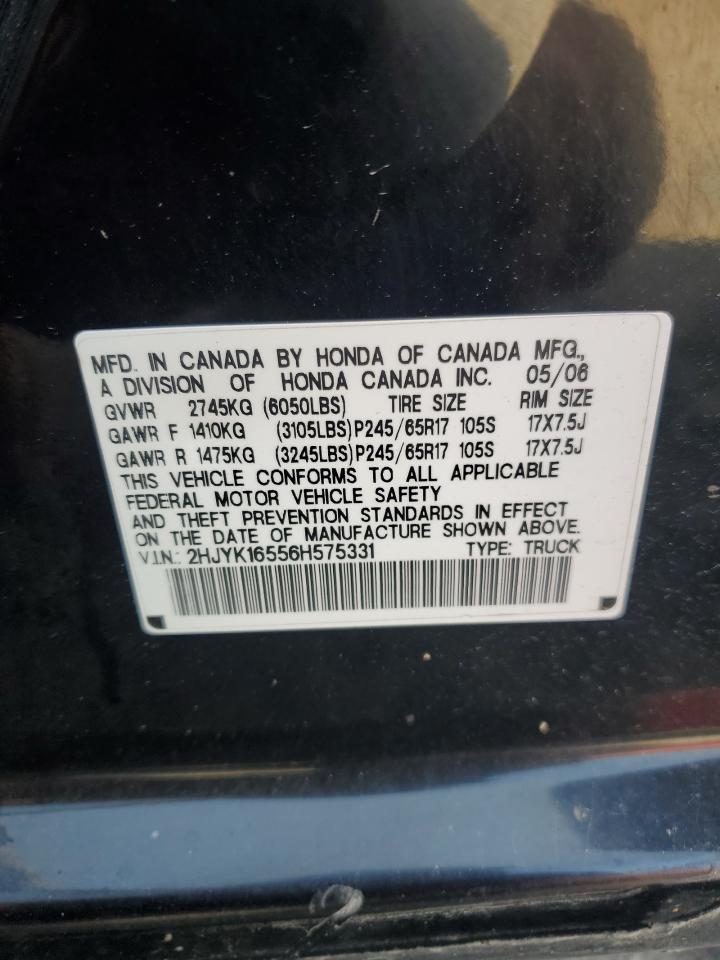 2hjyk16556h575331 2HJYK16556H575331 2006 Honda Ridgeline Rtl