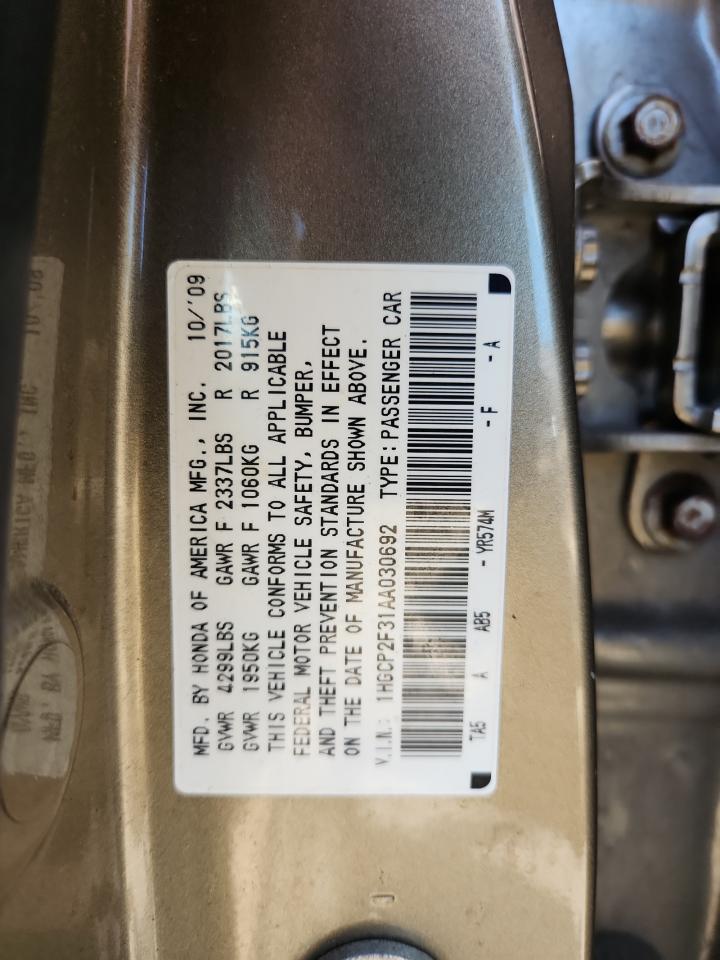2010 Honda Accord Lx VIN: 1HGCP2F31AA030692 Lot: 64140455