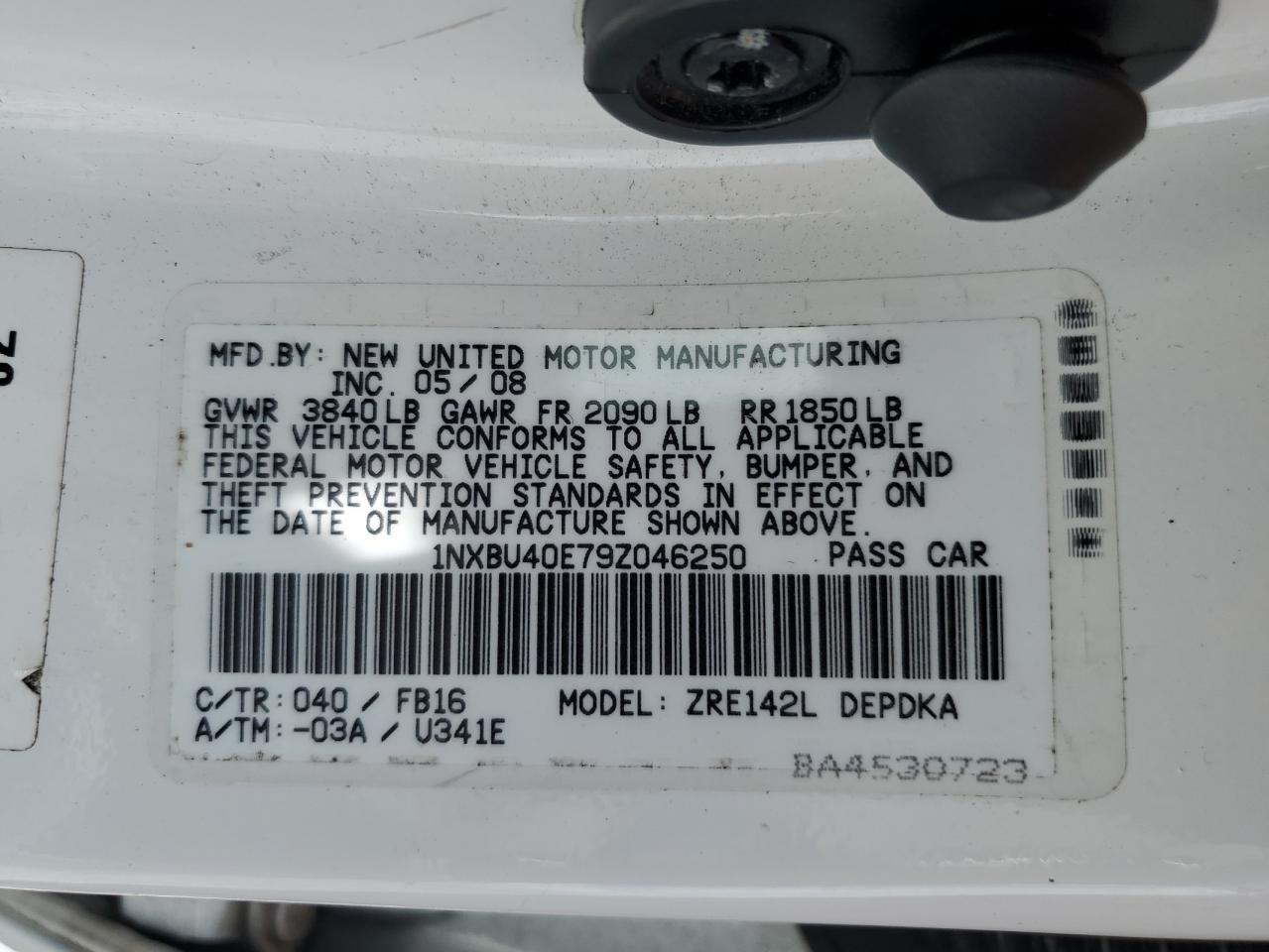 2009 Toyota Corolla Base VIN: 1NXBU40E79Z046250 Lot: 64285605