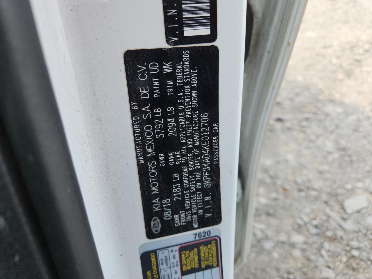 2019 Kia Forte Gt Line VIN: 3KPF34AD4KE012706 Lot: 65452275