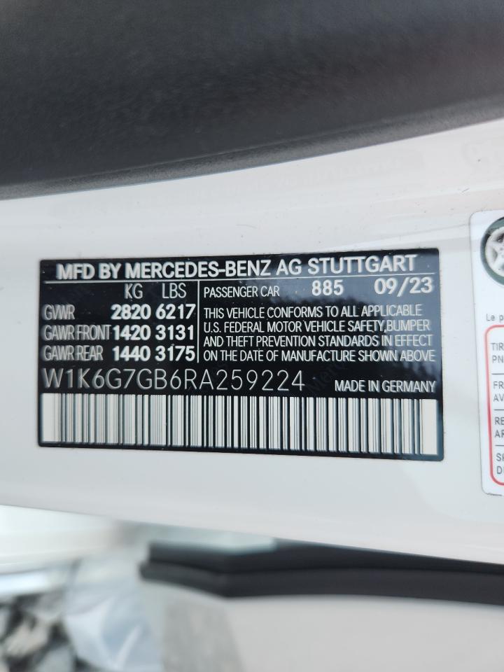2024 Mercedes-Benz S 580 4Matic VIN: W1K6G7GB6RA259224 Lot: 61935355