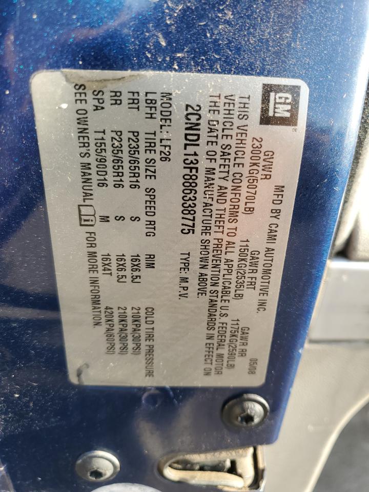 2008 Chevrolet Equinox Ls VIN: 2CNDL13F886338775 Lot: 64091805