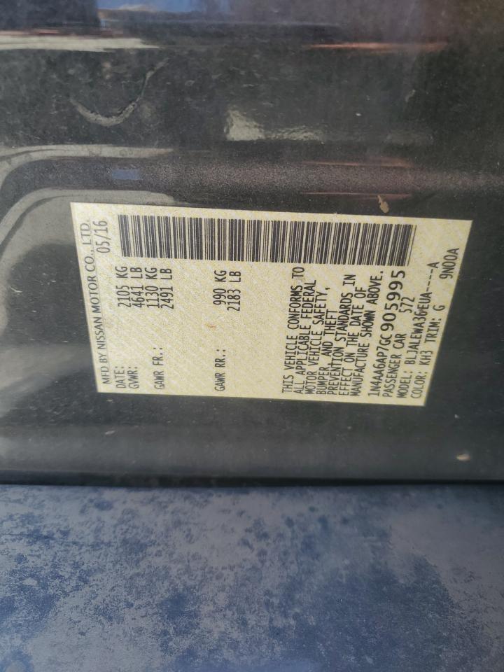 2016 Nissan Maxima 3.5S VIN: 1N4AA6AP7GC905995 Lot: 63470455
