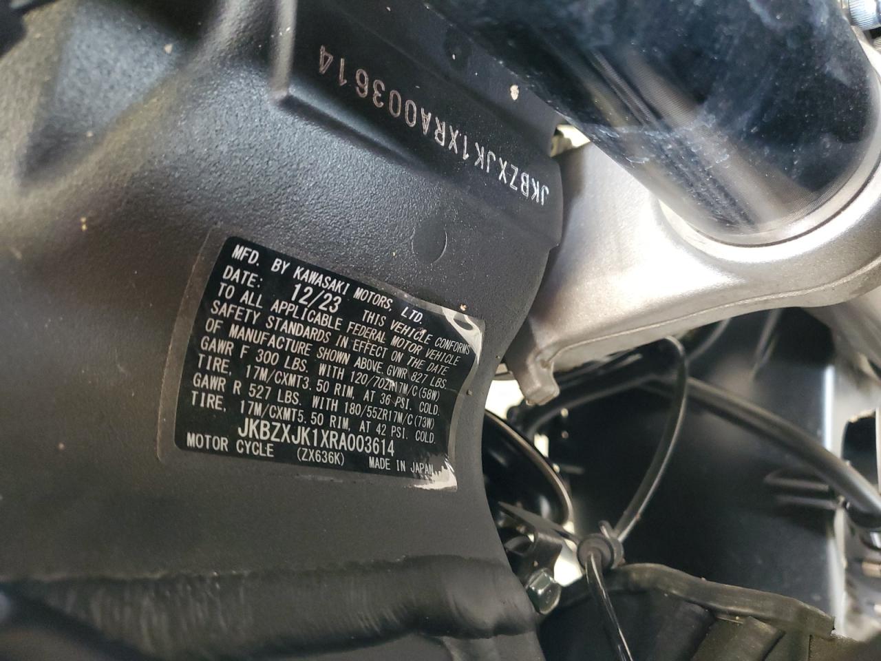 jkbzxjk1xra003614 JKBZXJK1XRA003614 2024 Kawasaki Zx636 K