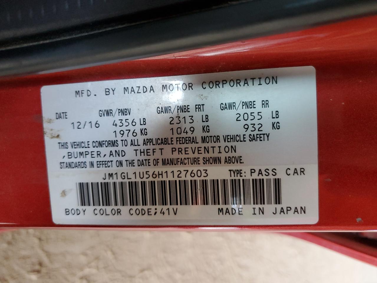 2017 Mazda 6 Sport VIN: JM1GL1U56H1127603 Lot: 64881395