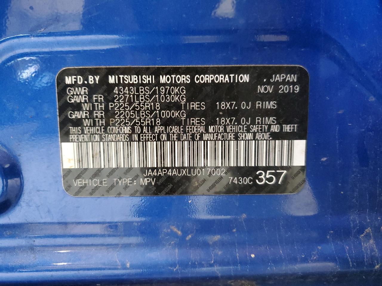 2020 Mitsubishi Outlander Sport Se VIN: JA4AP4AUXLU017002 Lot: 63024355