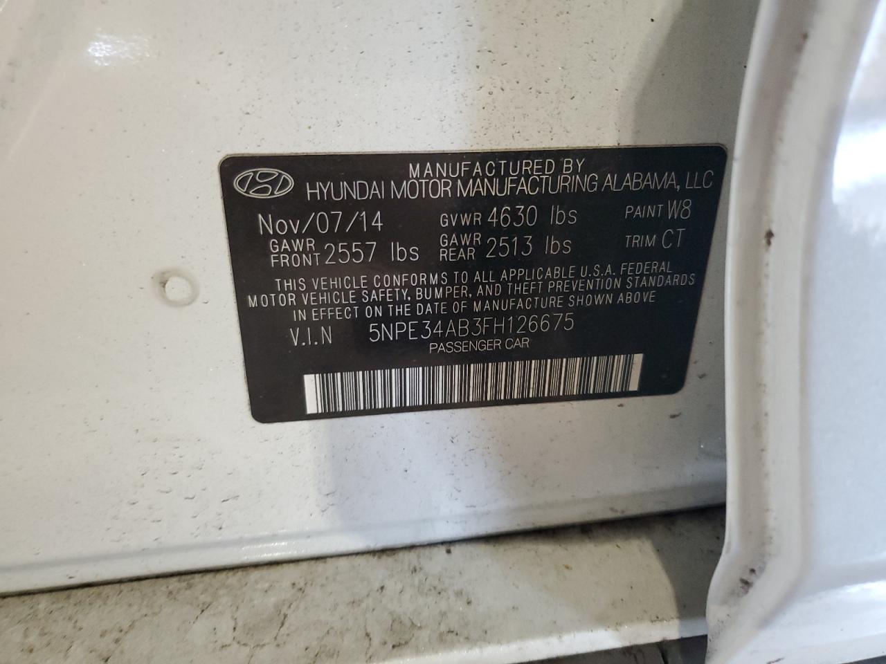 2015 Hyundai Sonata Sport VIN: 5NPE34AB3FH126675 Lot: 64958045
