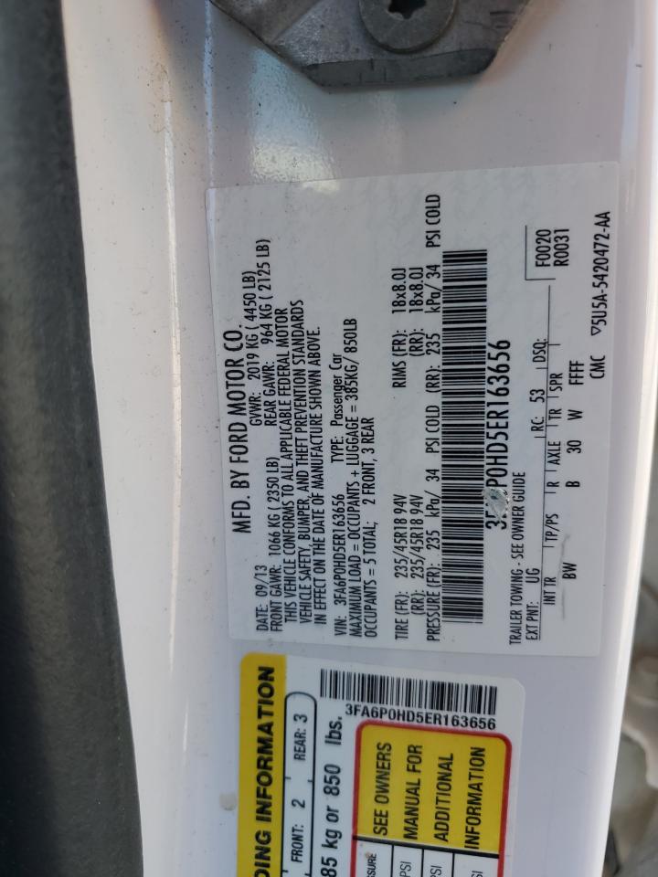 2014 Ford Fusion Se VIN: 3FA6P0HD5ER163656 Lot: 63163895