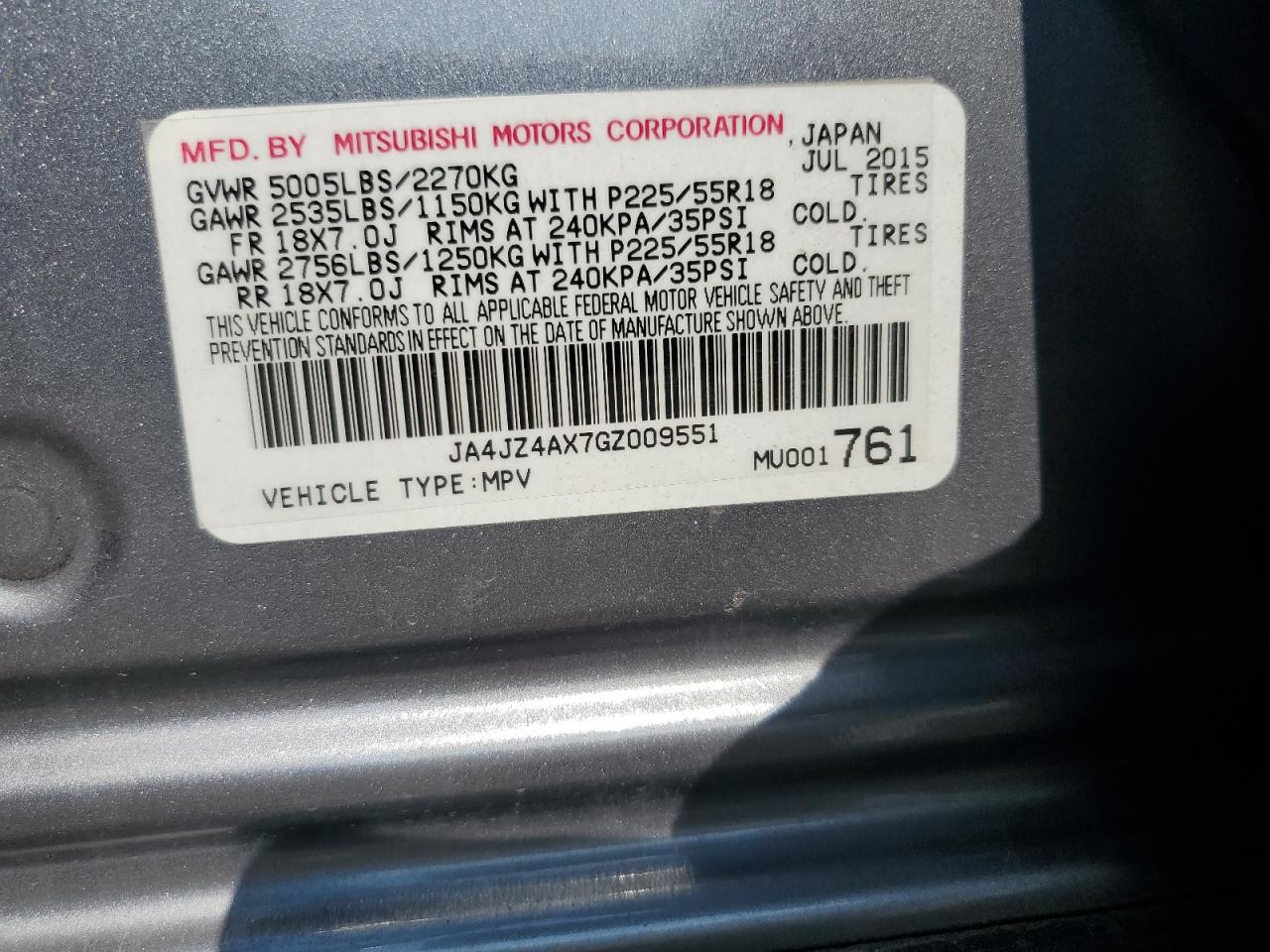 2016 Mitsubishi Outlander Gt VIN: JA4JZ4AX7GZ009551 Lot: 63748465