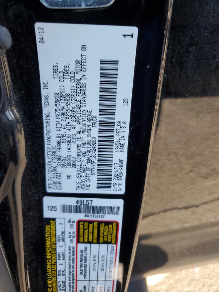 2012 Toyota Tundra Crewmax Limited VIN: 5TFHY5F12CX249288 Lot: 62748135