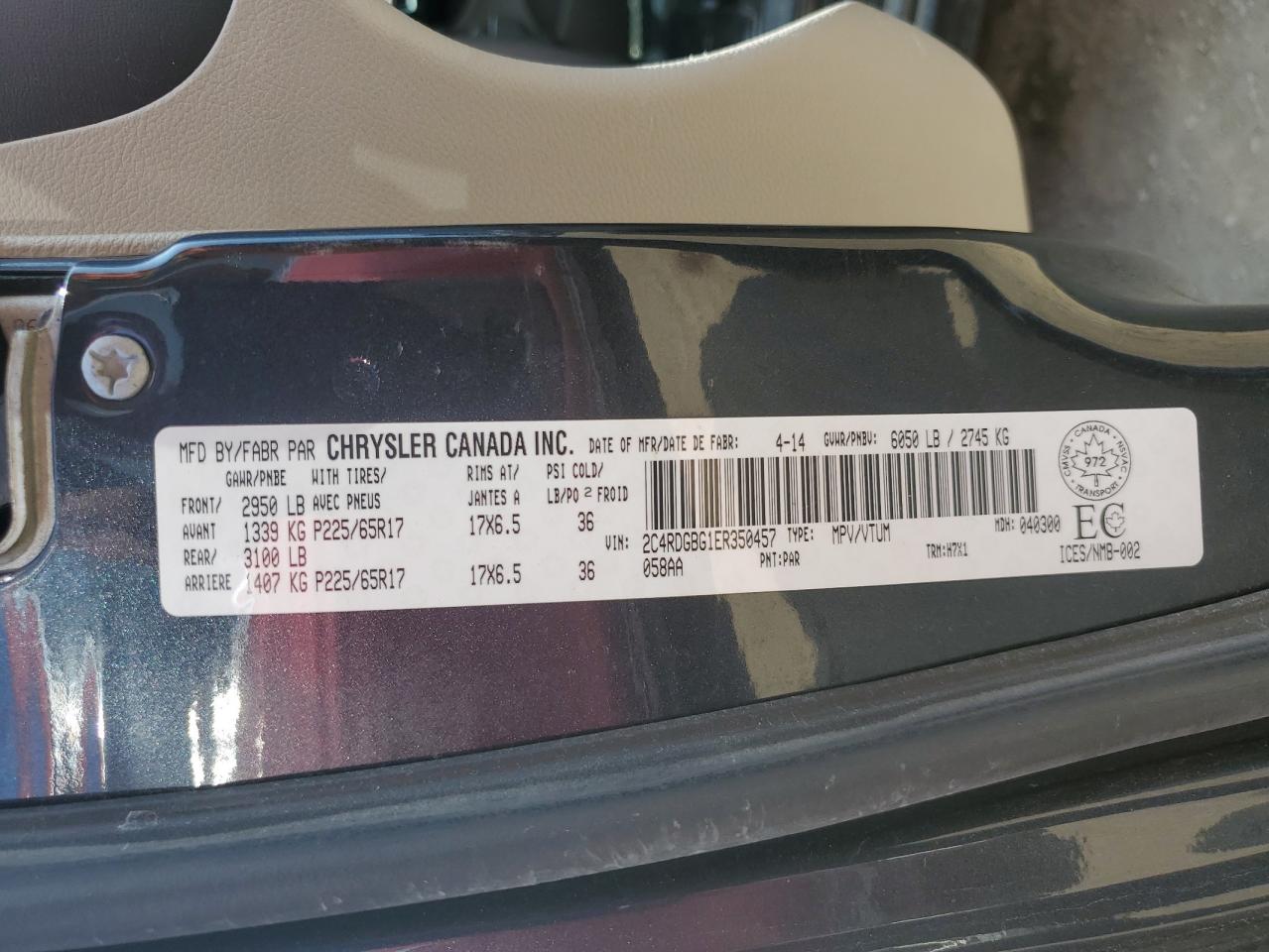 2014 Dodge Grand Caravan Se VIN: 2C4RDGBG1ER350457 Lot: 64988945