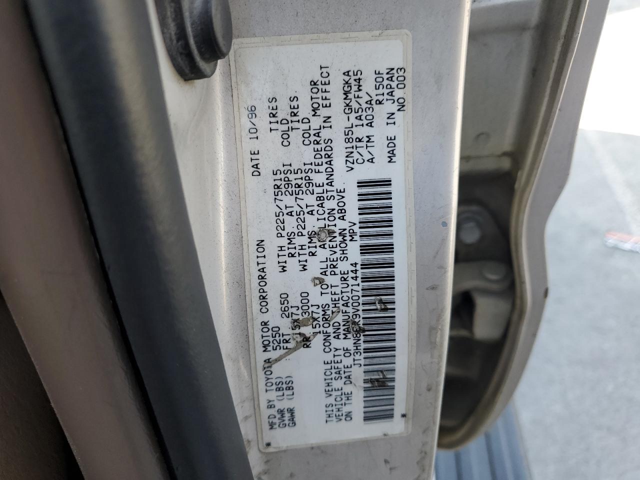 1997 Toyota 4Runner Sr5 VIN: JT3HN86R9V0071444 Lot: 63251965