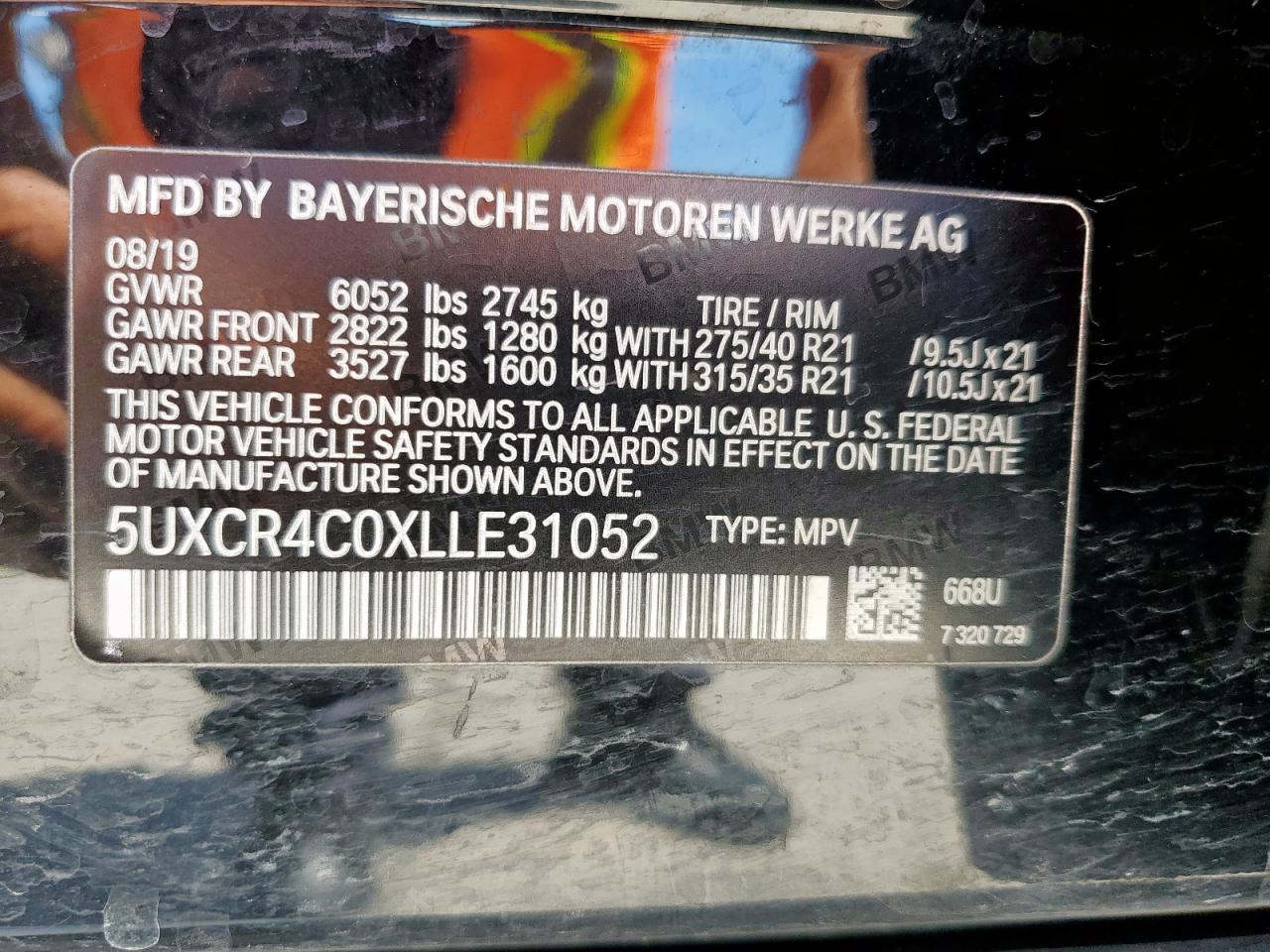 2020 BMW X5 Sdrive 40I VIN: 5UXCR4C0XLLE31052 Lot: 66194765