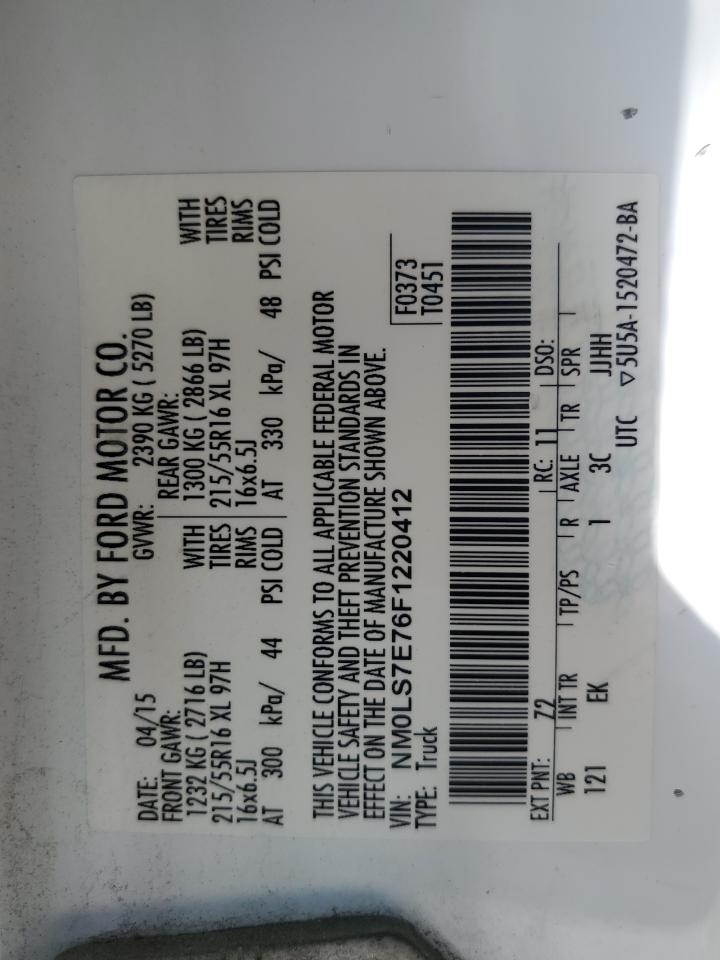 2015 Ford Transit Connect Xl VIN: NM0LS7E76F1220412 Lot: 65393345