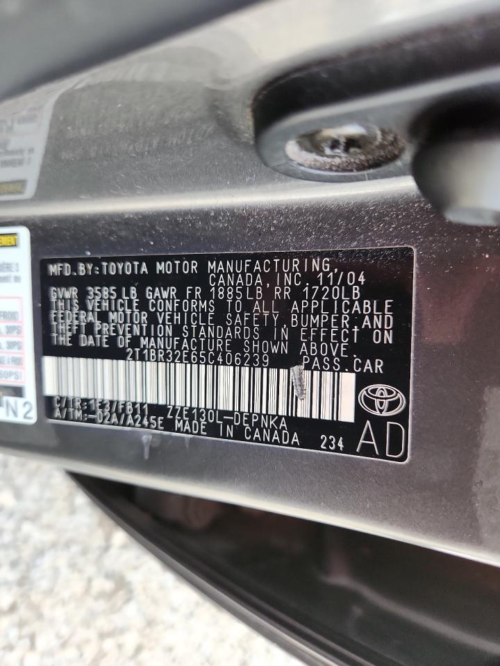 2005 Toyota Corolla Ce VIN: 2T1BR32E65C406239 Lot: 64055445