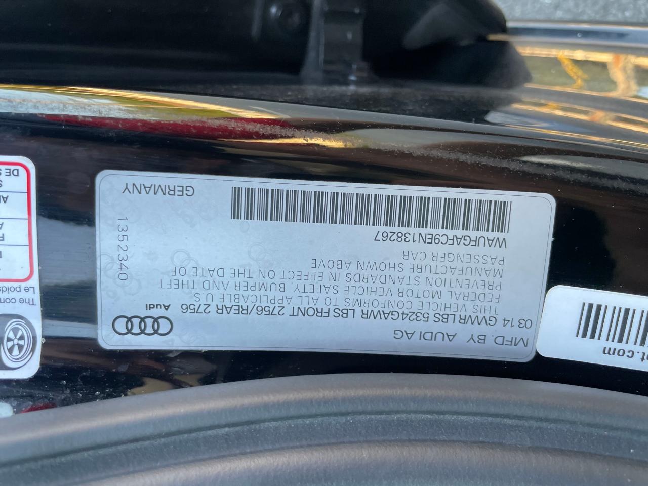 2014 Audi A6 Premium Plus VIN: WAUFGAFC9EN13826 Lot: 66965585