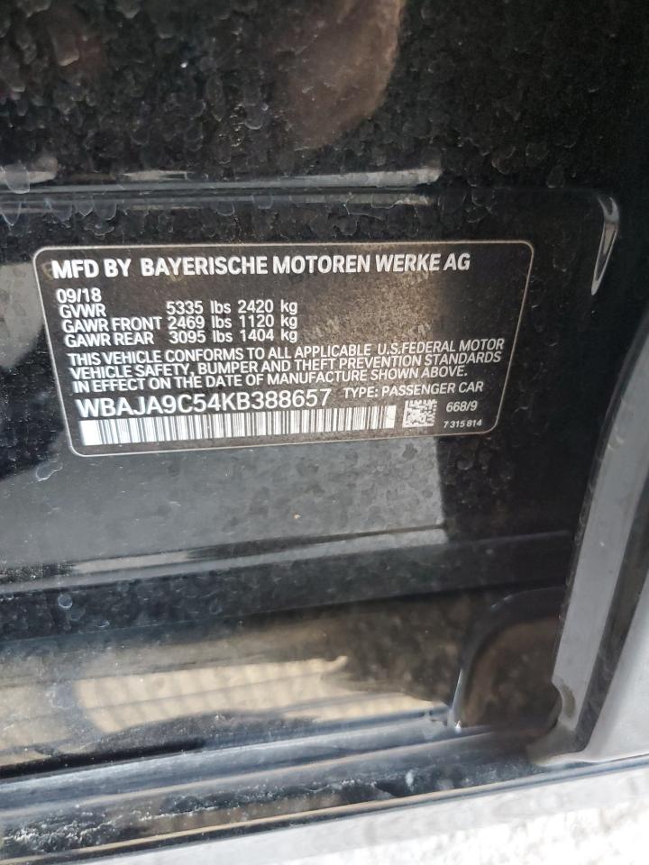 2019 BMW 530E VIN: WBAJA9C54KB388657 Lot: 64471905