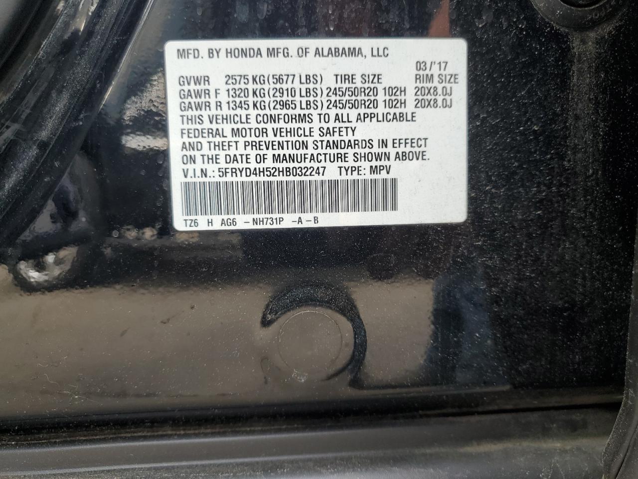 5fryd4h52hb032247 5FRYD4H52HB032247 2017 Acura Mdx Technology