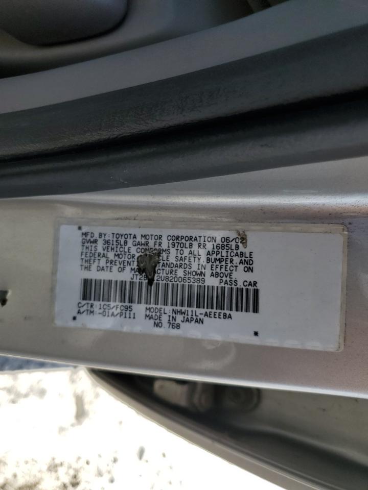 2002 Toyota Prius VIN: JT2BK12U820065389 Lot: 63710825