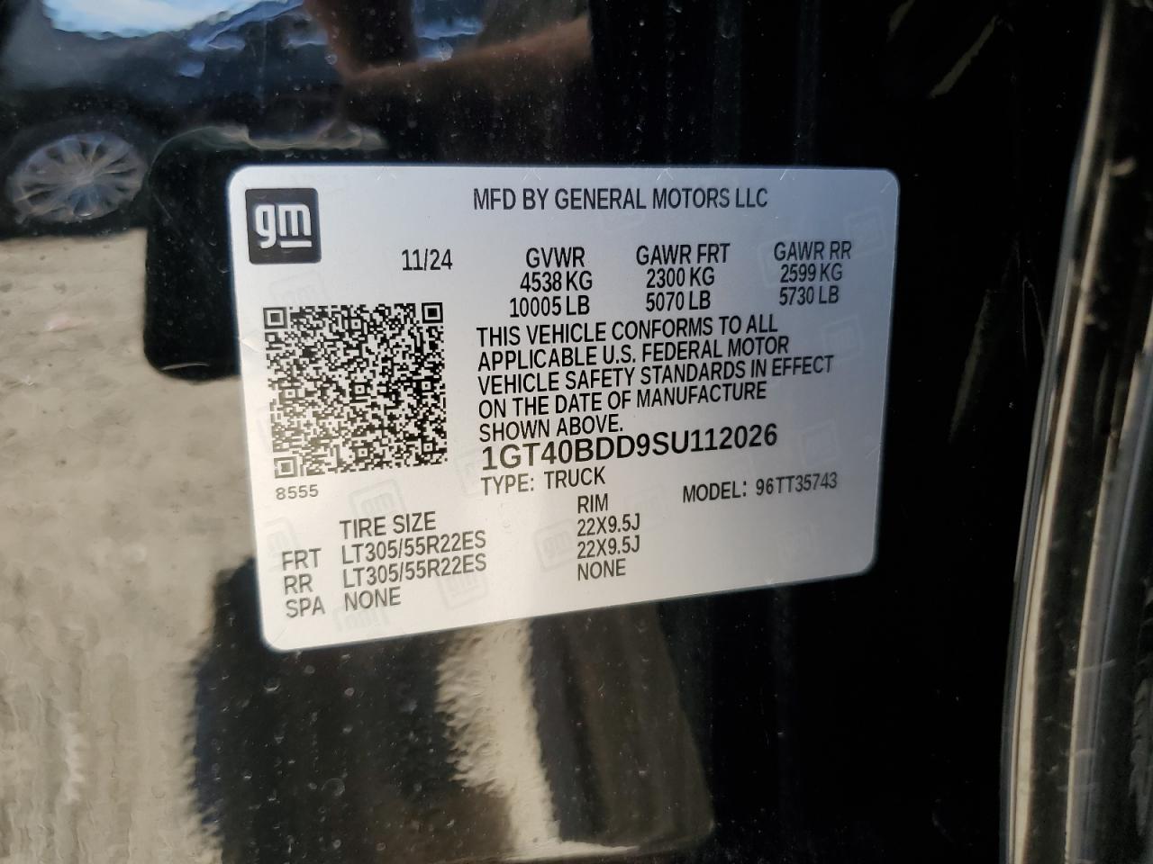 2025 GMC Hummer Pickup 2X VIN: 1GT40BDD9SU112026 Lot: 64216005