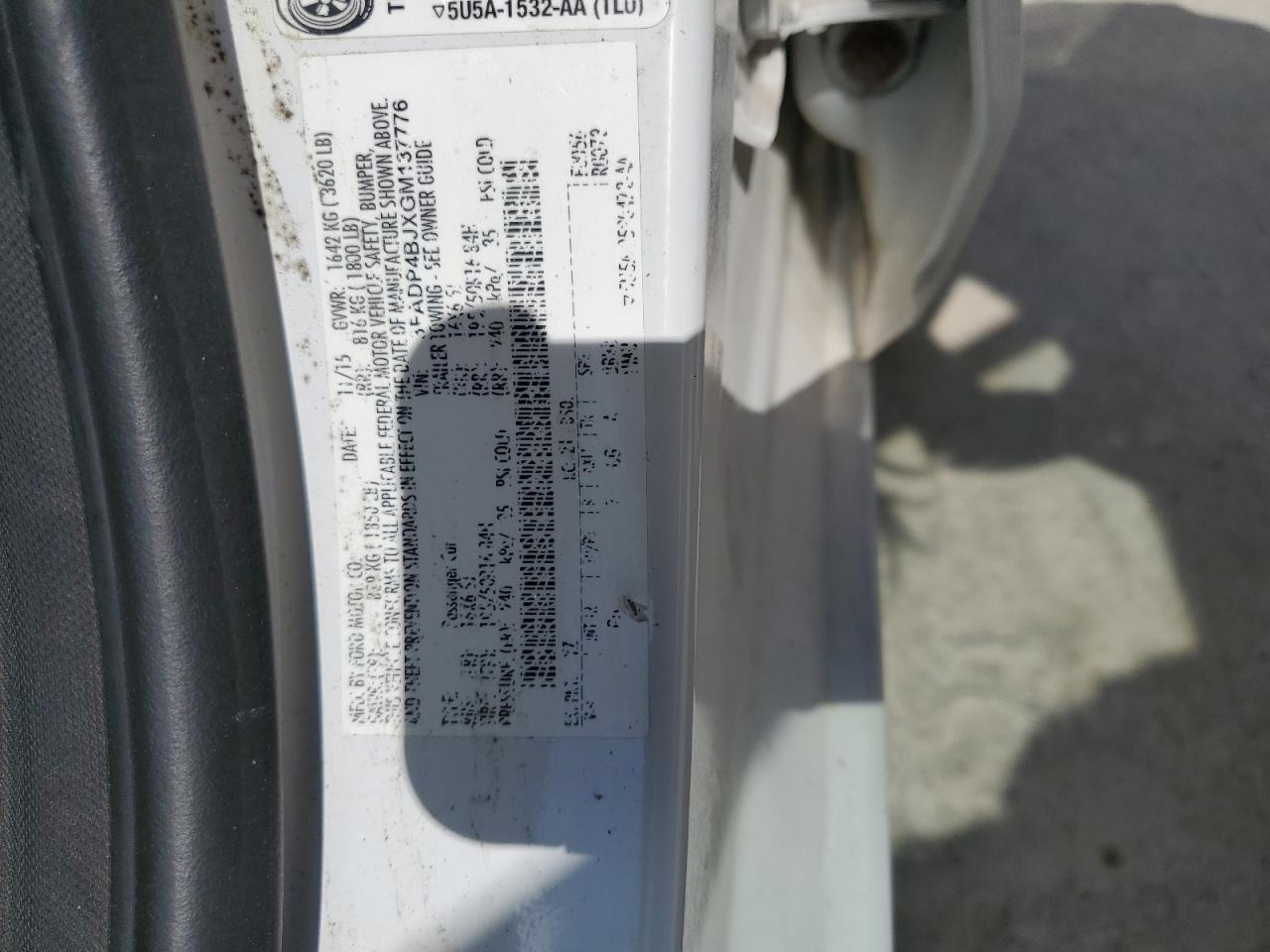 3FADP4BJXGM137776 2016 Ford Fiesta Se