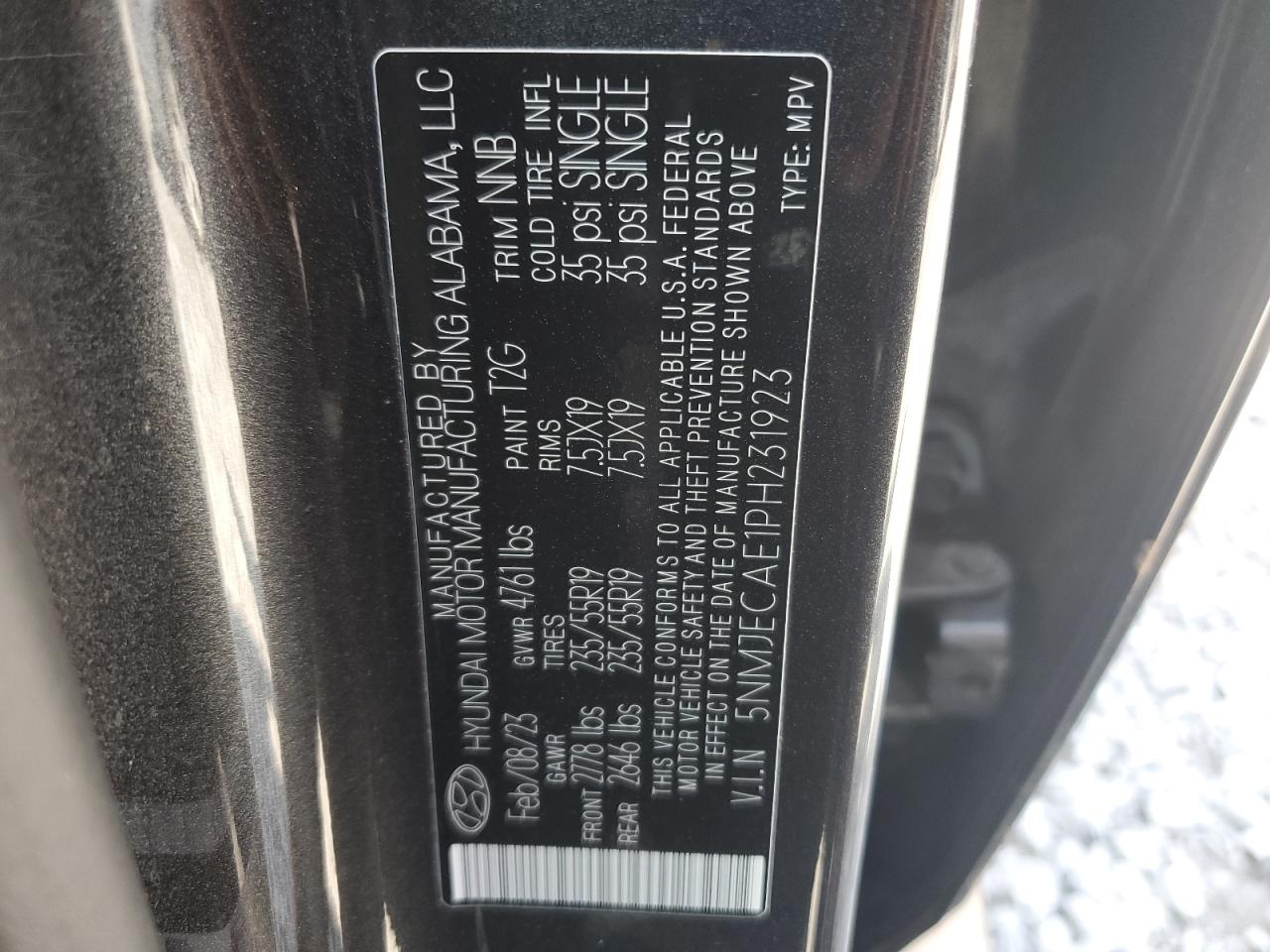 2023 Hyundai Tucson Limited VIN: 5NMJECAE1PH231923 Lot: 64688795
