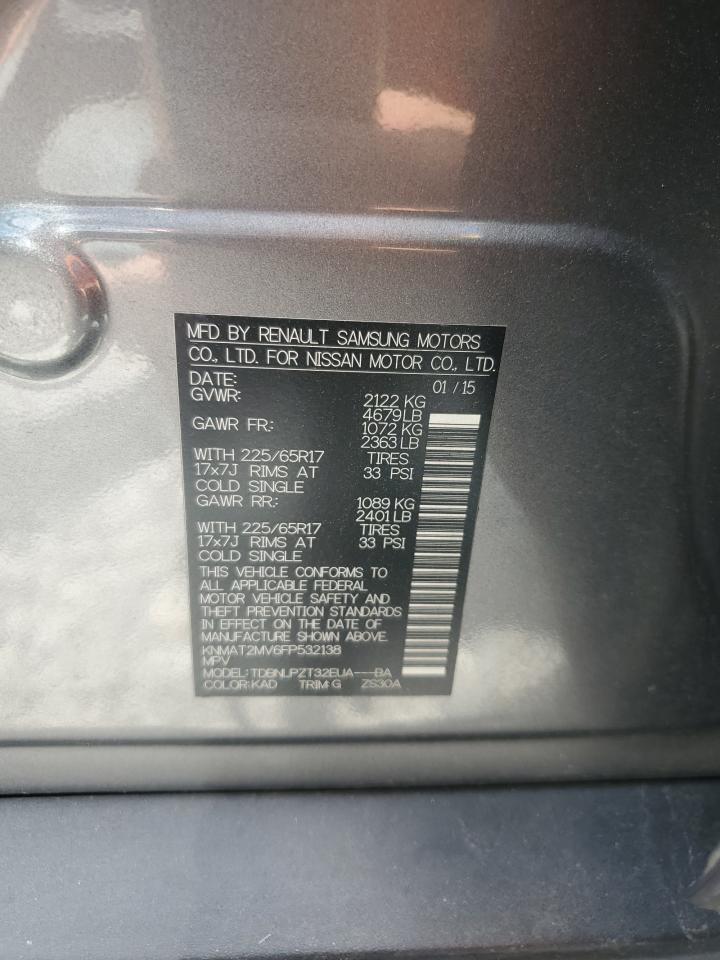 2015 Nissan Rogue S VIN: KNMAT2MV6FP532138 Lot: 65027975