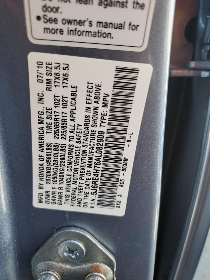 2010 Honda Cr-V Exl VIN: 5J6RE4H76AL082909 Lot: 64520985