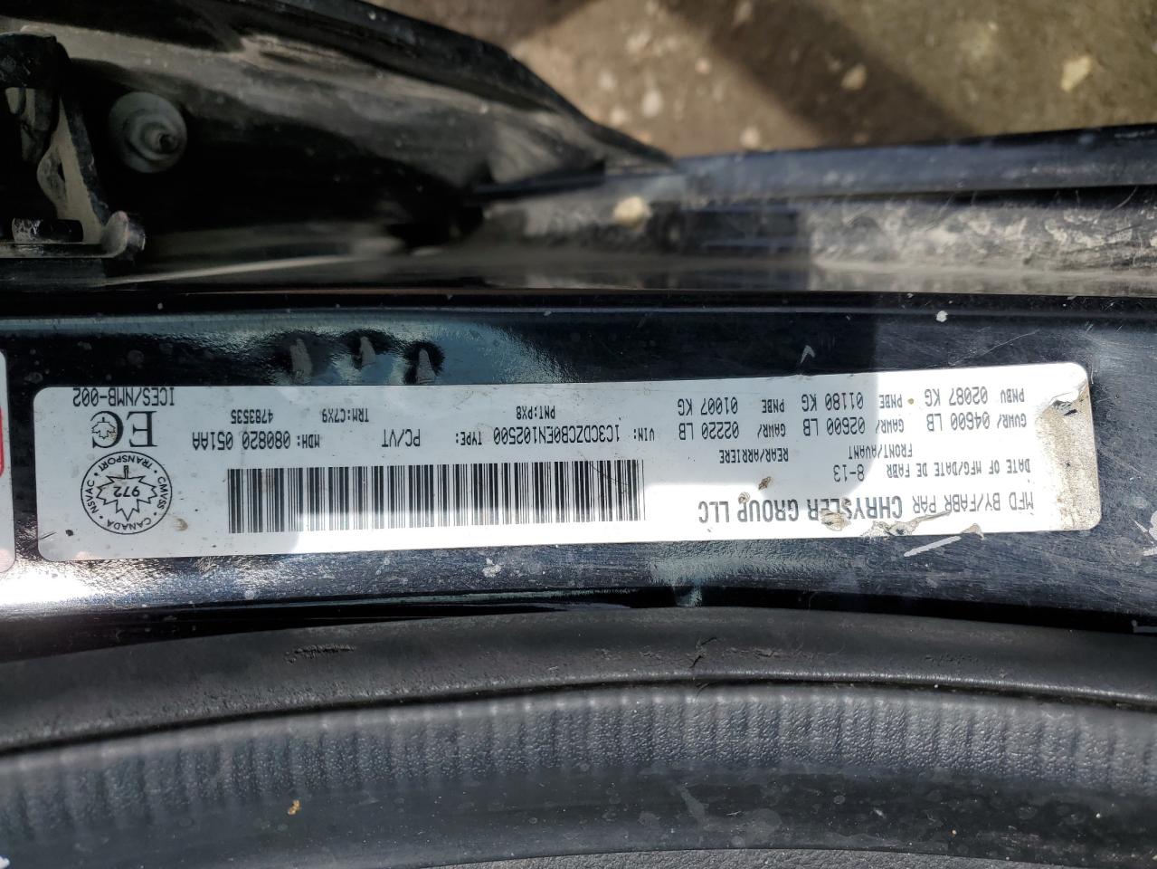 2014 Dodge Avenger Sxt VIN: 1C3CDZCB0EN102500 Lot: 65594415