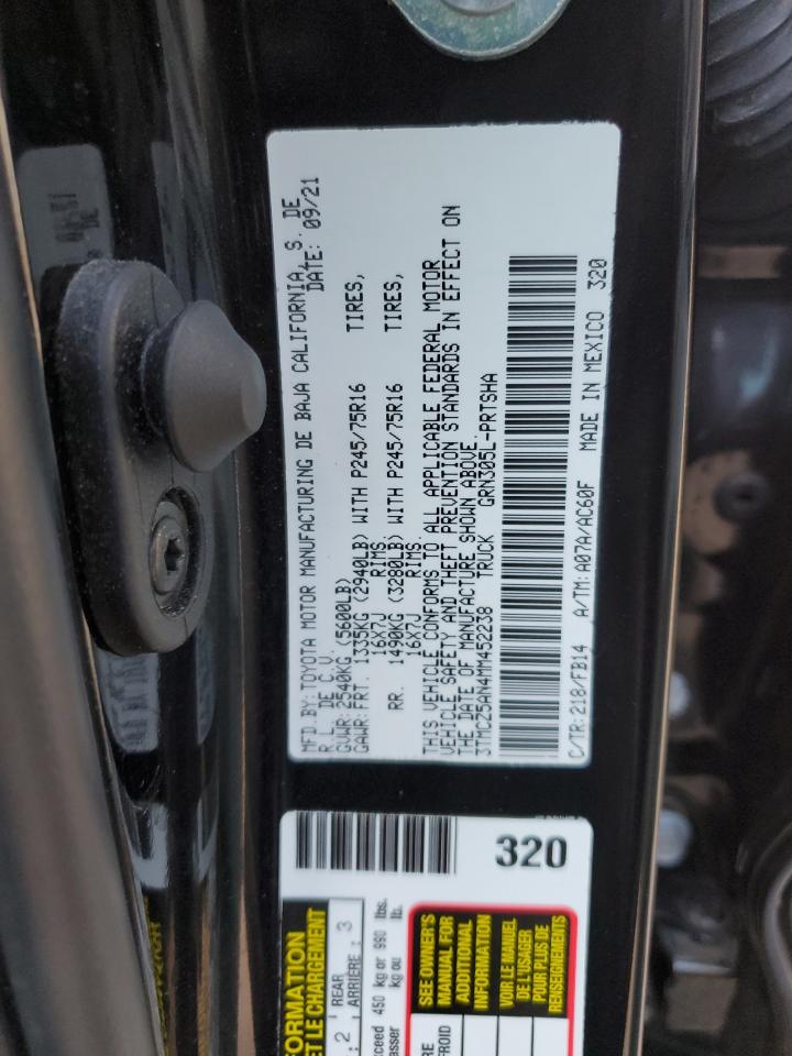 2021 Toyota Tacoma Double Cab VIN: 3TMCZ5AN4MM452238 Lot: 61776995