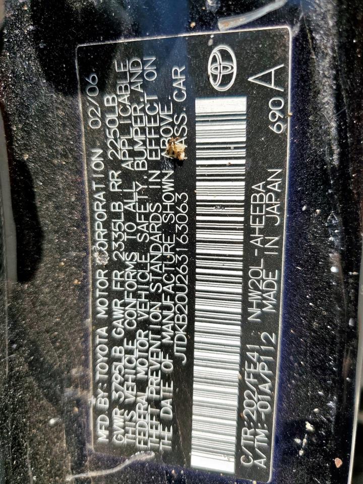 2006 Toyota Prius VIN: JTDKB20U263163063 Lot: 64116405