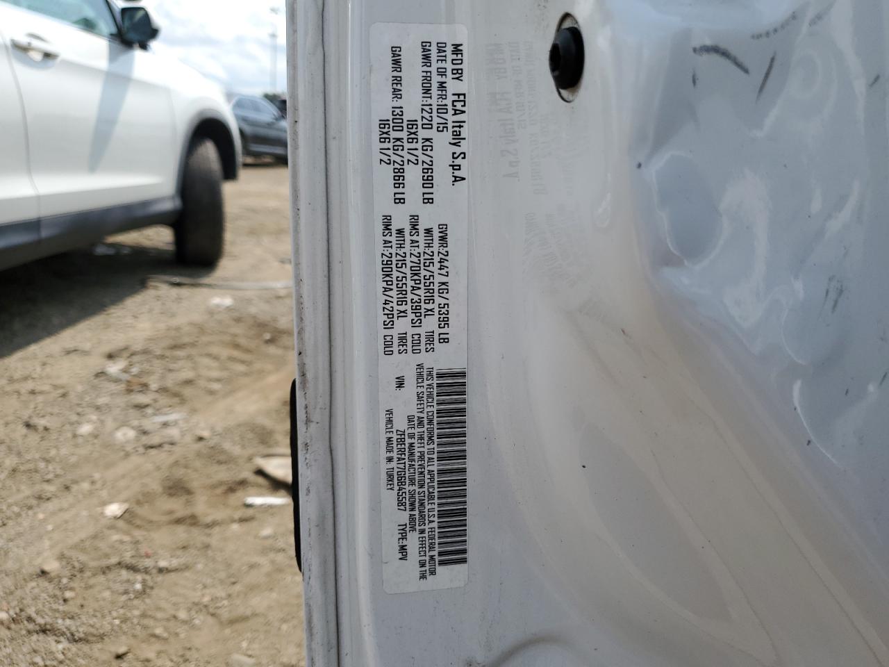 2016 Ram Promaster City VIN: ZFBERFAT7G6B45587 Lot: 63459925