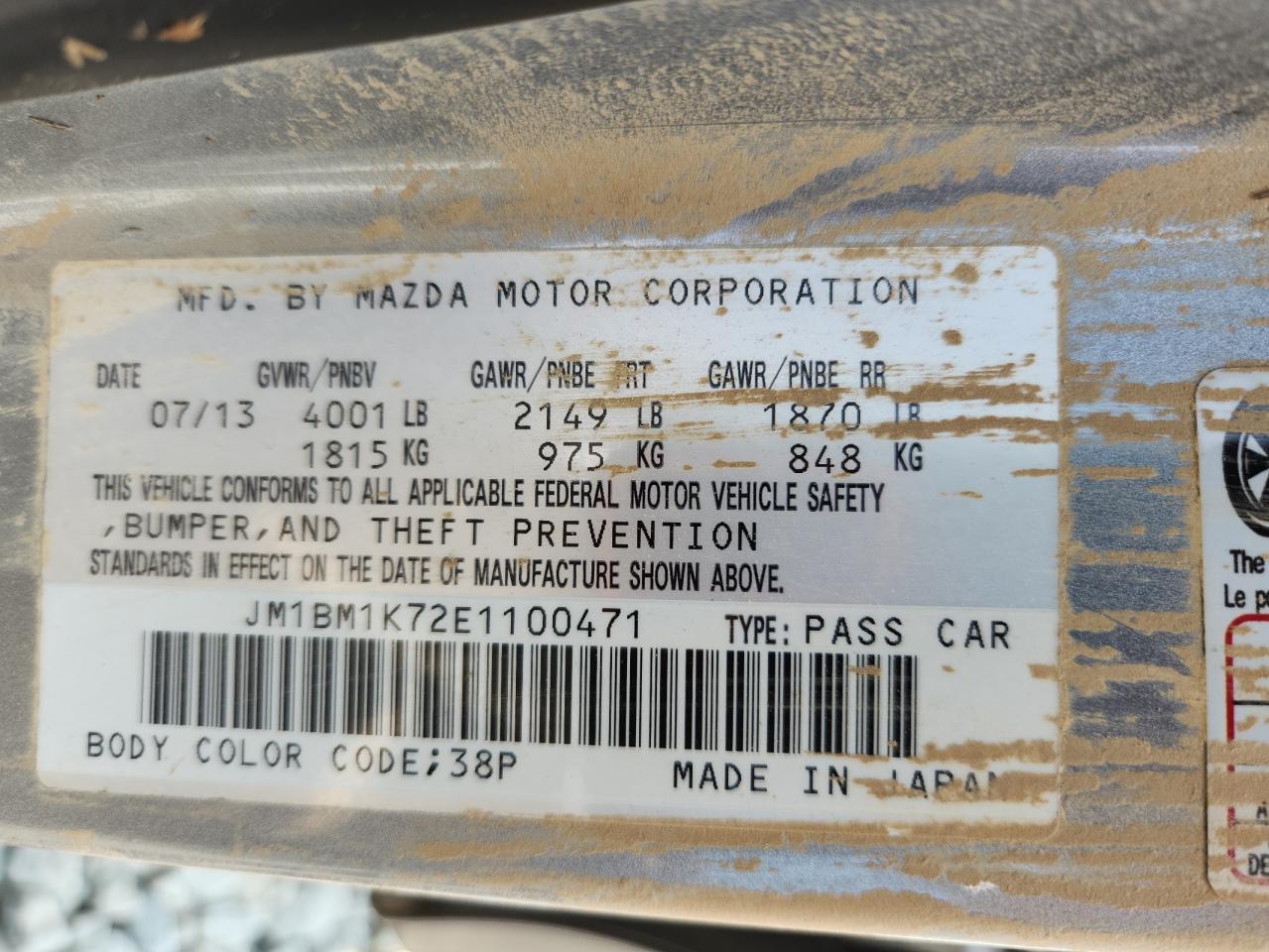 2014 Mazda 3 Sport VIN: JM1BM1K72E1100471 Lot: 64356205