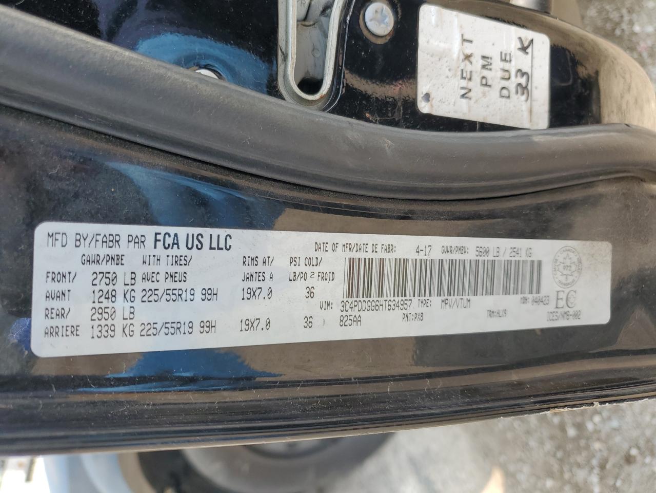 2017 Dodge Journey Crossroad VIN: 3C4PDDGG6HT634957 Lot: 66946695