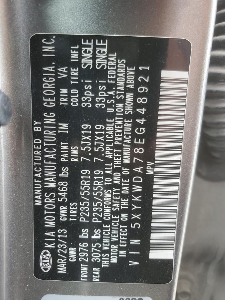 2014 Kia Sorento Sx VIN: 5XYKWDA78EG448921 Lot: 64847625