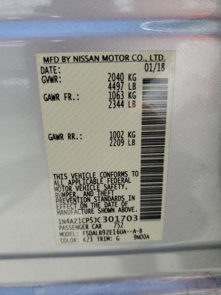 2018 Nissan Leaf S VIN: 1N4AZ1CP5JC301703 Lot: 64437605