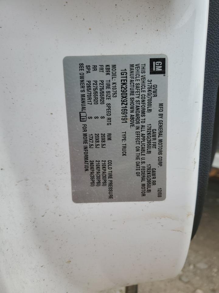 2009 GMC Sierra K1500 Sle VIN: 1GTEK290X9Z169191 Lot: 63186055