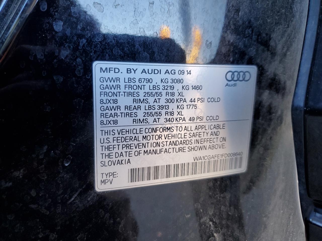 2015 Audi Q7 Premium VIN: WA1CGAFE1FD008640 Lot: 64231175