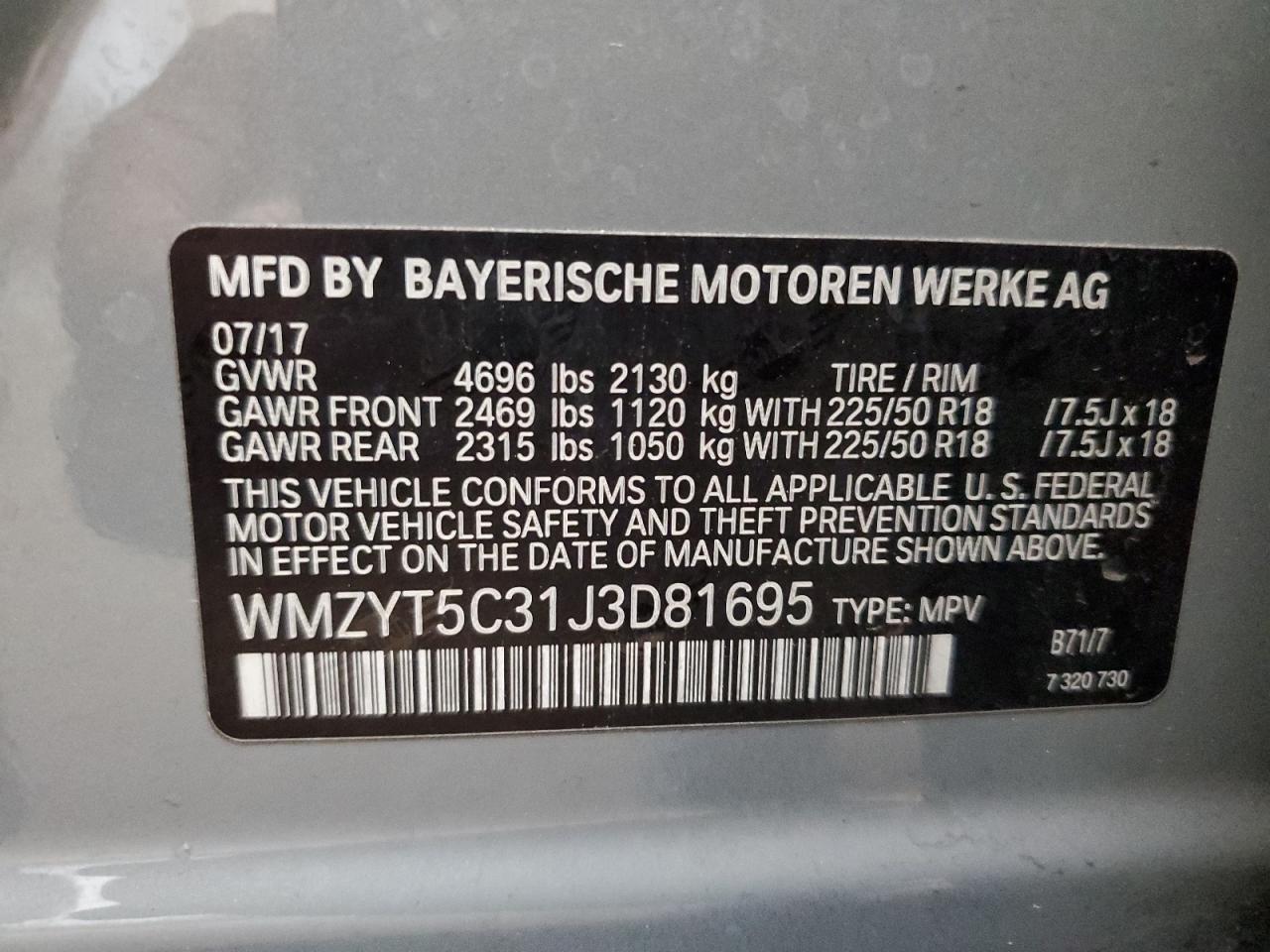 2018 Mini Cooper S Countryman All4 VIN: WMZYT5C31J3D81695 Lot: 66730625