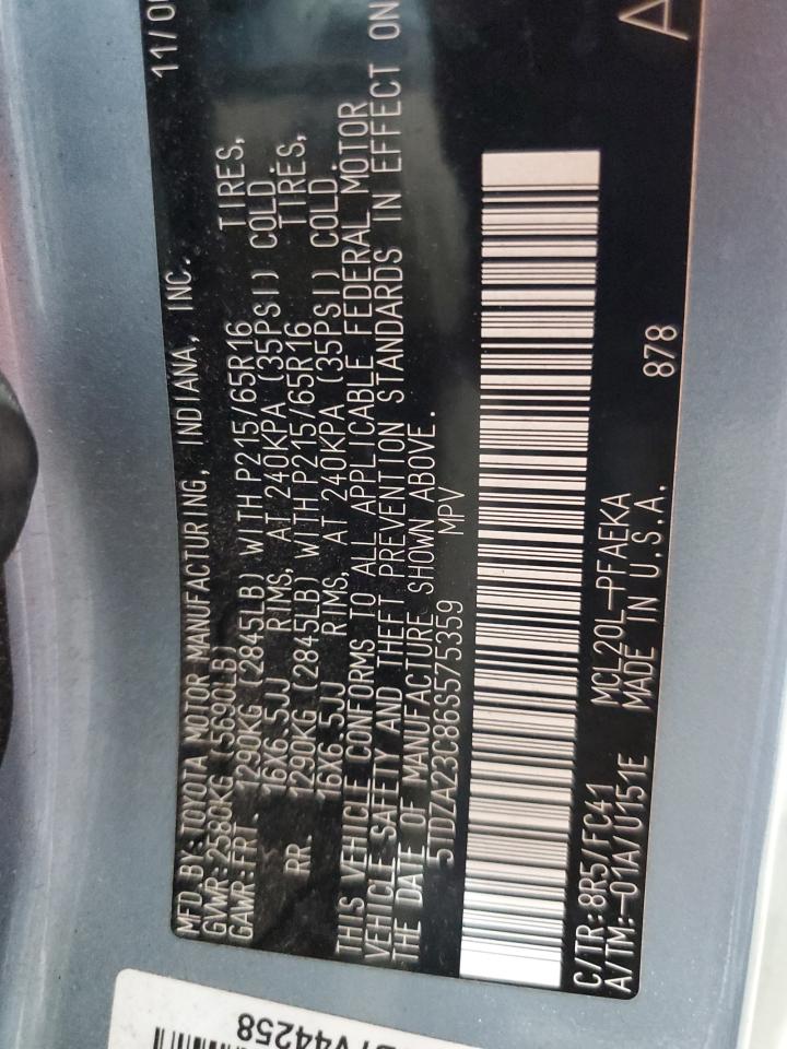 2006 Toyota Sienna Ce VIN: 5TDZA23C86S575359 Lot: 66329405