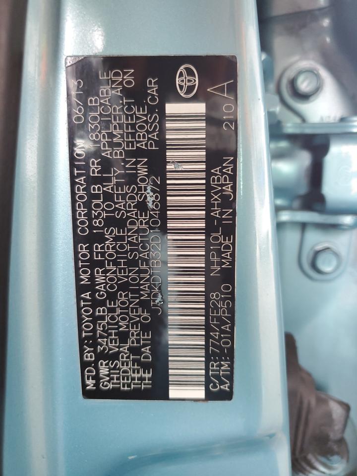2013 Toyota Prius C VIN: JTDKDTB32D1046872 Lot: 64664235