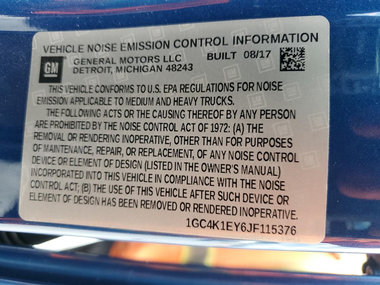2018 Chevrolet Silverado K3500 High Country VIN: 1GC4K1EY6JF115376 Lot: 65568985