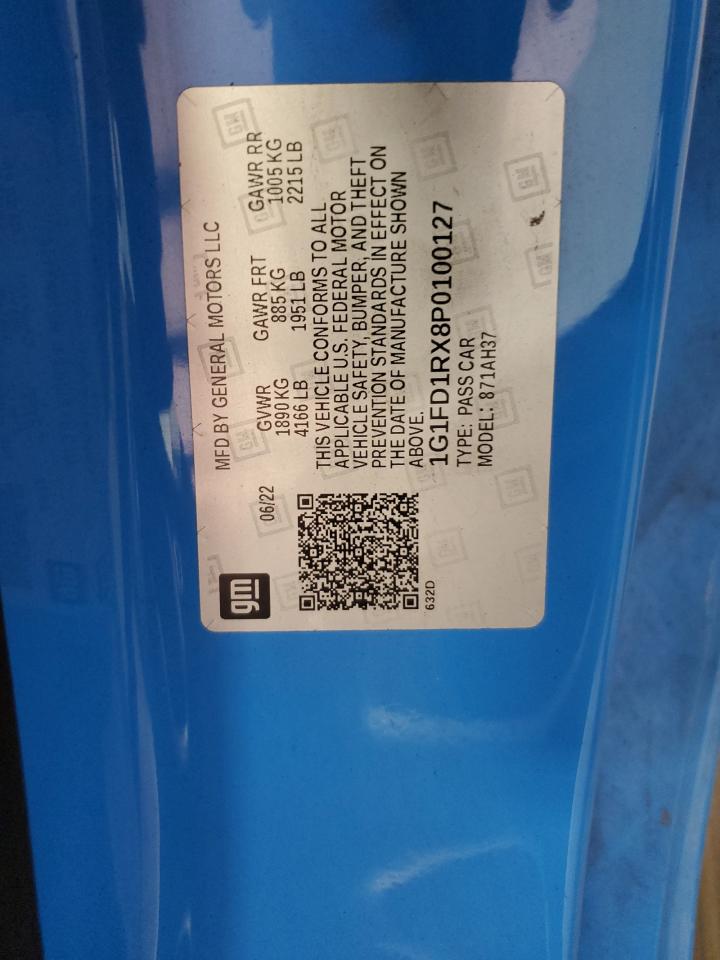 2023 Chevrolet Camaro Lt VIN: 1G1FD1RX8P0100127 Lot: 65455865